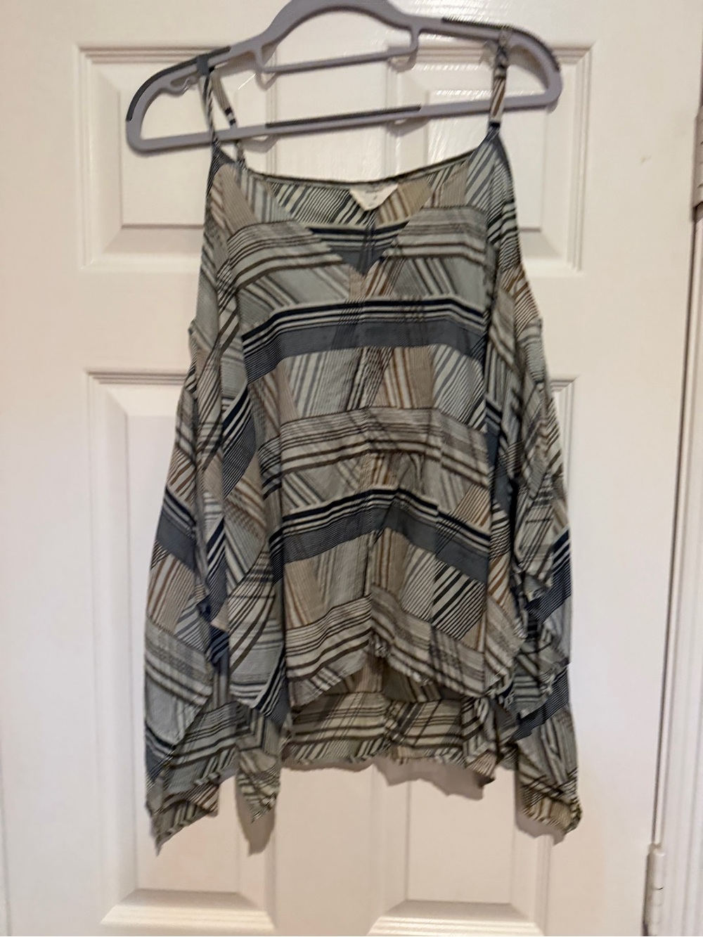 Billy Reid Cold-Shoulder Striped Tunic in Blue and Beige